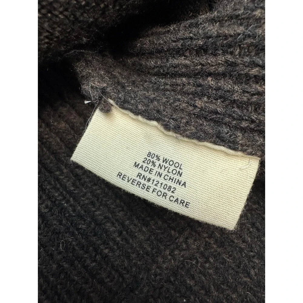 Relwen Sweater Mens XL Brown Wool Nylon Full Zip Mock Neck Knit Thumbholes
